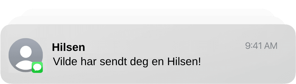 SMS-varsel som viser hvordan mottaker får beskjed om digitalt gratulasjonskort